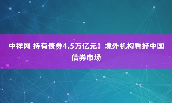 中祥网 持有债券4.5万亿元！境外机构看好中国债券市场